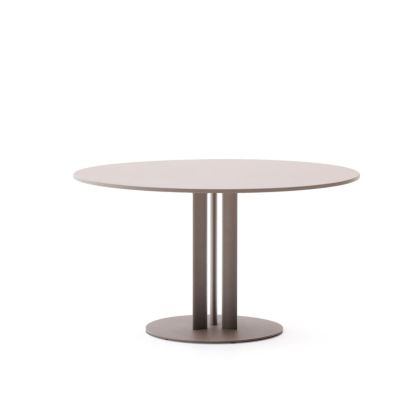 Mesa Redonda Exterior Sobre Aluminio Acero Acabado Taupe, Ø120 Cm
