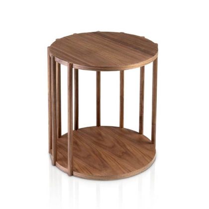 Mesa auxiliar Nash Redonda Madera Nogal, 45 Cm