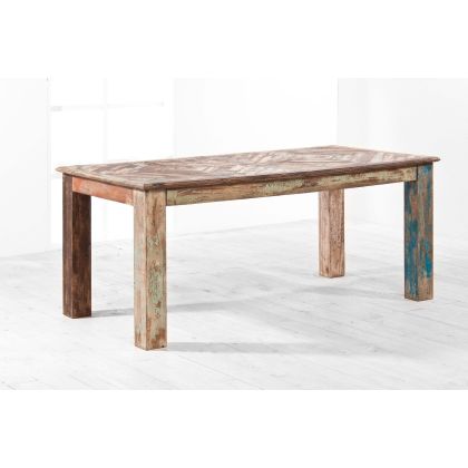 Mesa Comedor Rectangular Madera Reciclada Multicolor,180 Cm
