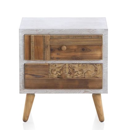 Mesita De Noche 2/Cajones Madera, 48 Cm 