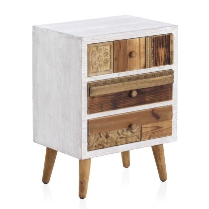 Mesita De Noche 3/Cajones Madera , 48 Cm 
