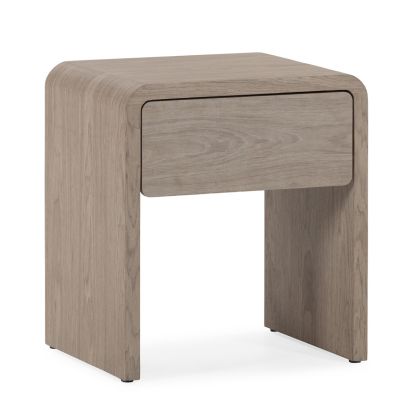 Mesita de noche en dm y madera de álamo marrón con 1 cajón. Mesita de noche en dm y madera de álamo marrón con 1 cajón.