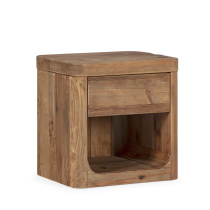 Mesita de noche en madera de pino recuperada natural envejecido 55 cm