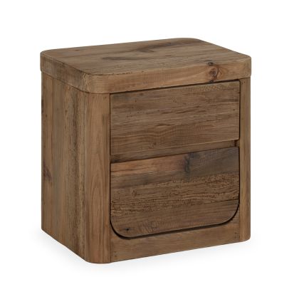 Mesita de noche en madera de pino recuperada natural envejecido 55 cm