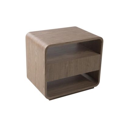 Mesita De Noche Ligna Madera Marrón 2 Espacios, 56 Cm