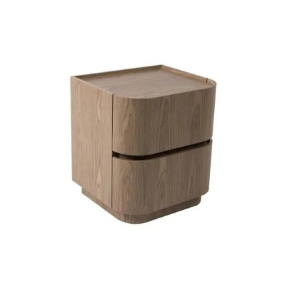 Mesita De Noche Ligna Nogal Tonos Marrón 2 Cajones, 55 Cm
