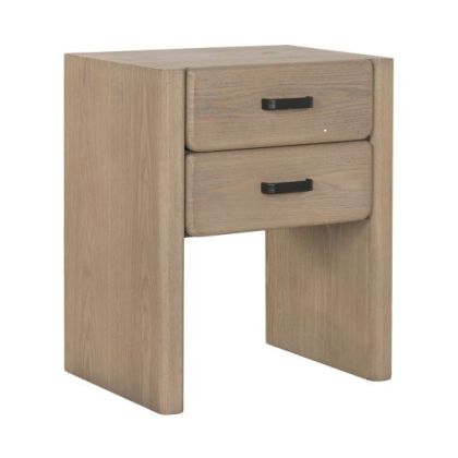 Fir Wood and Metal Nightstand, 50 Cm