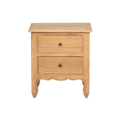 Mesita De Noche Madera Tonos Marrón 2 Cajones, 60 Cm