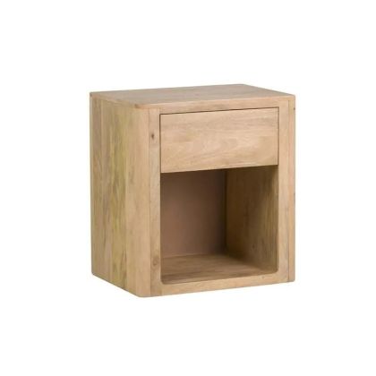 Mesita de noche cerezo  madera de mango 1 espacio 1 cajón