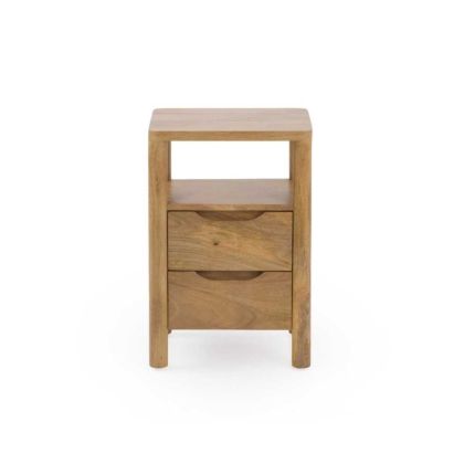 Mesita Noche 2 Cajones Madera Maciza Mango, 40 Cm
