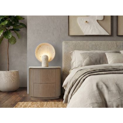 Mesita Noche Curva 2 Cajones Madera Fresno Lavado, 50 Cm