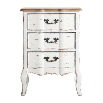 Mesita Noche Vintage Madera Blanco Envejecido 50 Cm