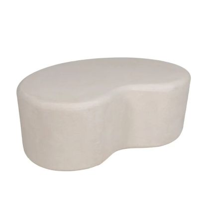 Mesa de centro nórdica en forma de riñon en dm blanco.