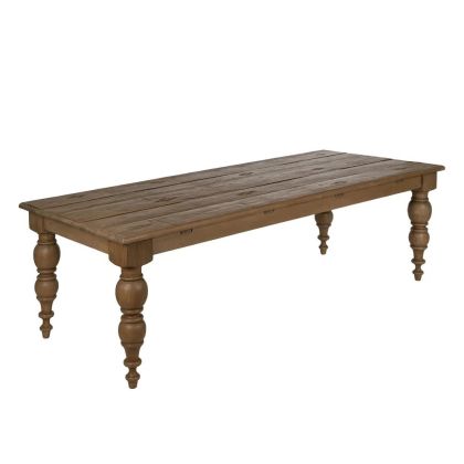 Mesa de comedor clásica en madera de roble recuperada natural.