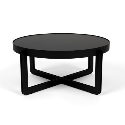 Mesa de centro de diseño moderno en metal y mdf negro.