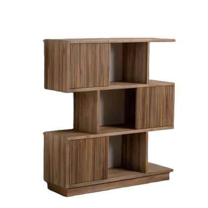 Estantería nórdica moderna con 6 compartimentos en madera de teca reciclada natural.