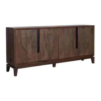 Aparador nórdico en madera de mango marrón y negro.