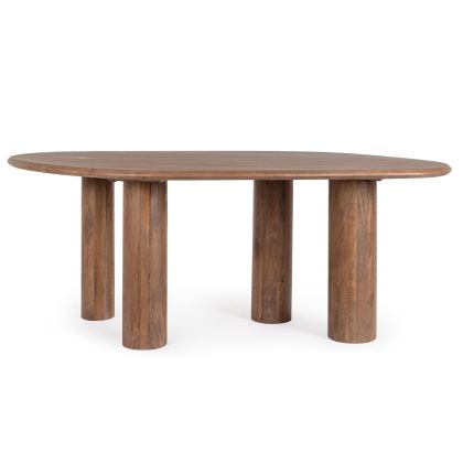 Mesa de comedor contemporánea en madera de mango marrón.