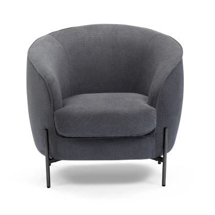 Sillón Tejido Gris Antracita Metal Negro, 86 Cm