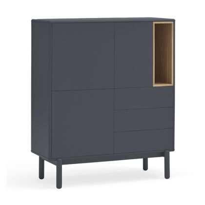 Mueble Auxiliar Gris Antracita 3 Puertas 3 Cajones, 120 Cm