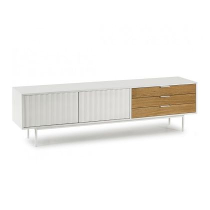 Natural White Lacquered MDF TV Cabinet, 180 Cm