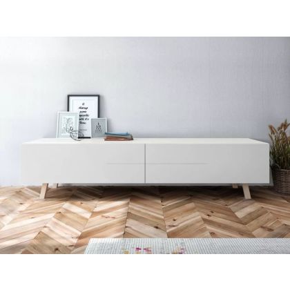 Mueble TV Amazing Estilo Moderno Blanco Melamina Lacado Natural, 180 Cm