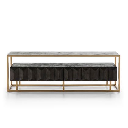 TV Stand 180x45x61 Dark Brown Wood/Golden Metal