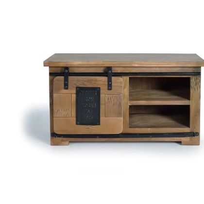 Mueble TV 1Puerta Corredera Detalles Metal, 90 Cm