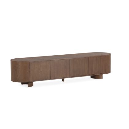 Mueble de TV en chapa de roble marrón 220 cm