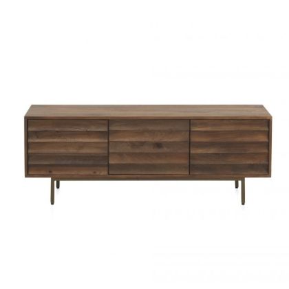 Mueble TV Estilo Art Decó Puertas Diseño Ondulado, 140 Cm
