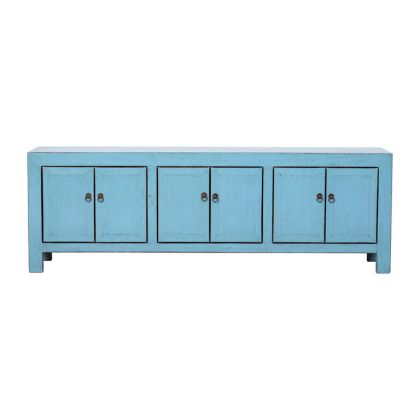 Mueble TV 6 Puertas Madera Olmo Azul, 180 Cm