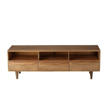 Mueble de TV 3 cajones en madera de mango natural.