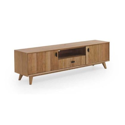 Mueble TV 2 Puertas Cajón Chapado Fresno Natural, 180 Cm
