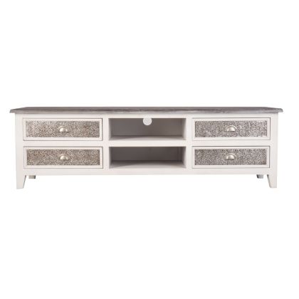 Mueble Tv blanco Plata, 154 cm