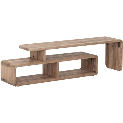 Mueble de tv extensible en madera de teca natural 150 cm