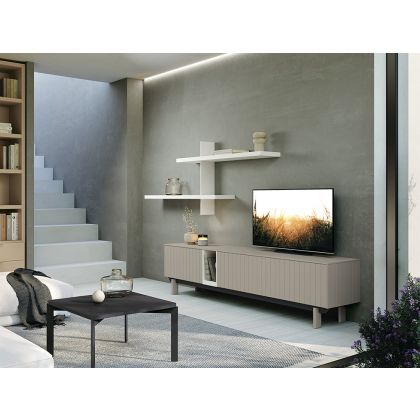 Mueble TV Laminado Acabado Piedra Ligne Way Home 09