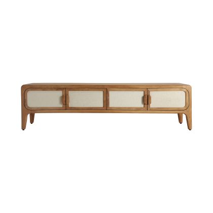 Mueble TV Lattes Madera Marrón Bambú Beige, 190 Cm