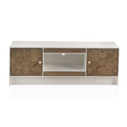 Mueble Tv Madera Fresno Natural Blanco 140 Cm