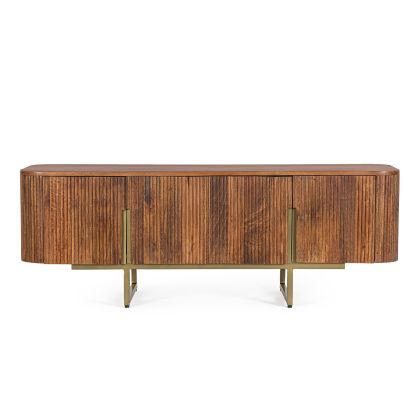 Mueble TV Vilas Madera Mango Acero Natural Oro, 140 Cm