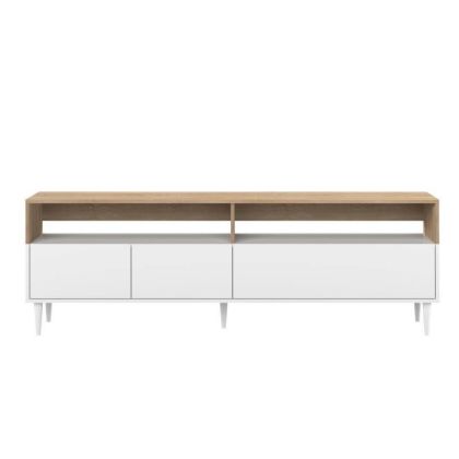 Mueble TV Horizon Estilo Moderno Madera Reciclada Blanco Natural, 180 Cm