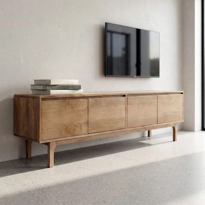 Mueble de TV en madera de mango natural.