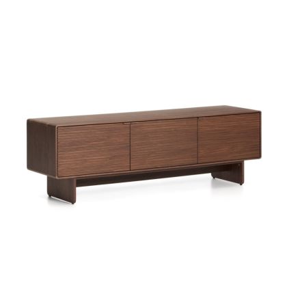 Mueble de TV en chapado en madera de nogal y mdf marrón.