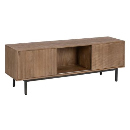 Mueble TV Puertas Correderas Diseño Persiana Madera Mango, 155 X 40 X 55 Cm 