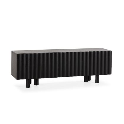 Mueble de TV en madera de mango negro.