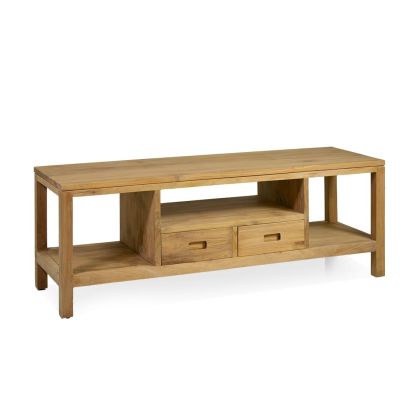 Mueble TV Teide Madera de Teca 2 Cajones, 130 cm