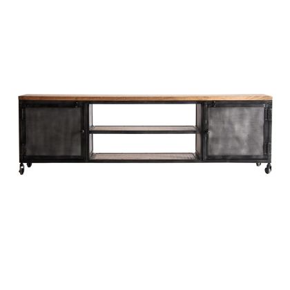 Mueble TV Industrial Metal Gris Madera, 180 Cm