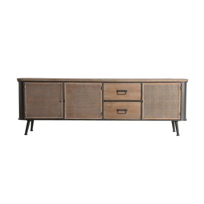 Mueble TV Industrial Madera Hierro Natural 181 Cm