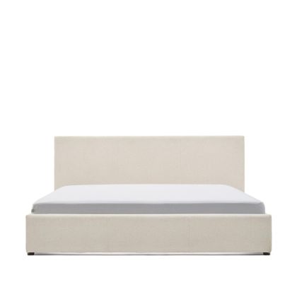 Cama con Canapé Chenilla Beige Colchón de 180 x 200 Cm