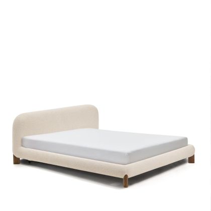 Cama Desenfundable Odina Bouclé Beige Patas Nogal 

