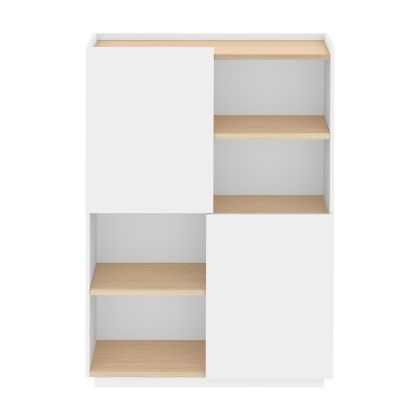 Aparador Alto Roble Natural Lacado Blanco, 147 Cm